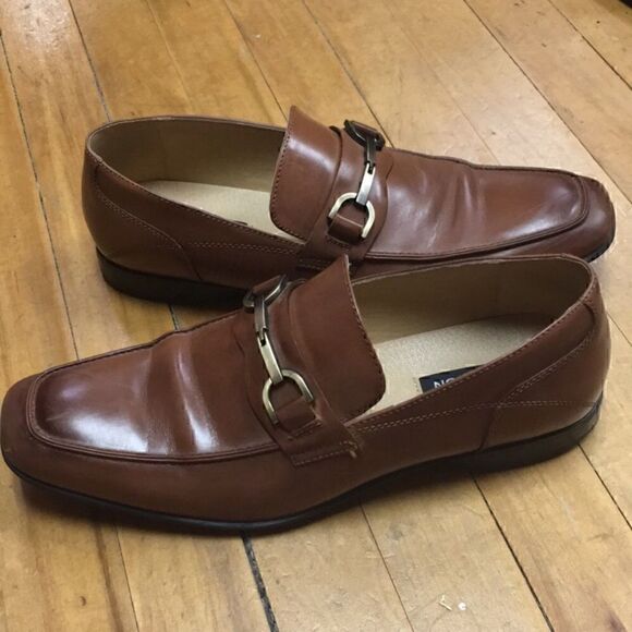 9 KENNETH COLE REACTION brown leather slip ons GUC - Picture 2 of 7